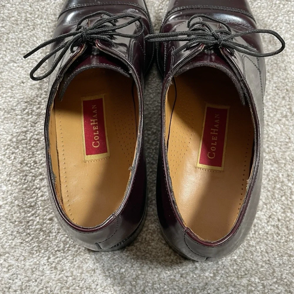 Cole Haan Men Burgundy Leather Cap Toe Oxford Lace Up Size 8.5 D Caldwell 08331